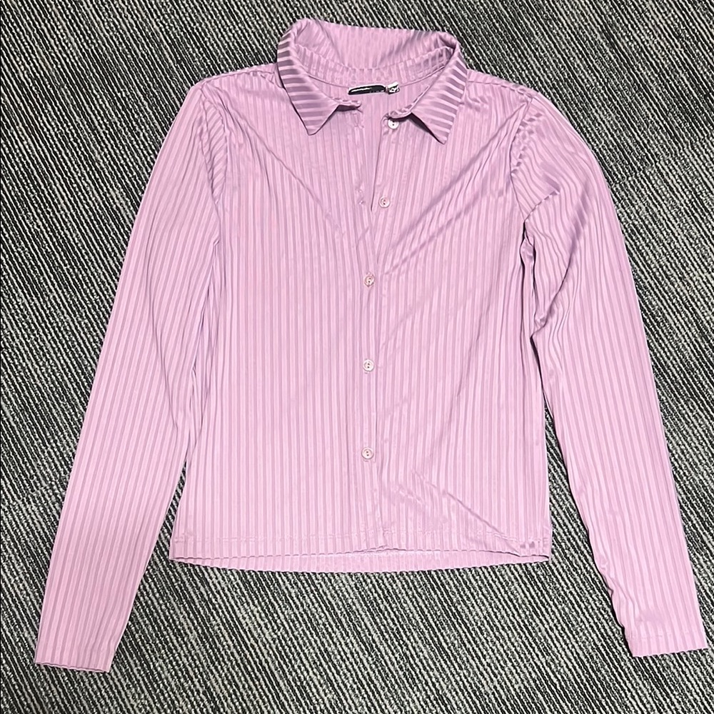 Light purple Striped Button-Up Shirt